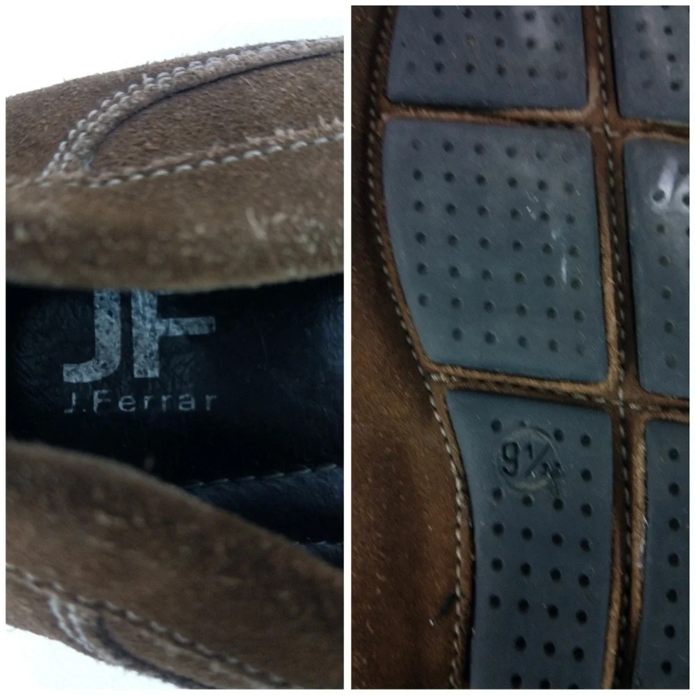 JF J.Ferrar Men's 9.5 Brown Suede Loafer Shoes